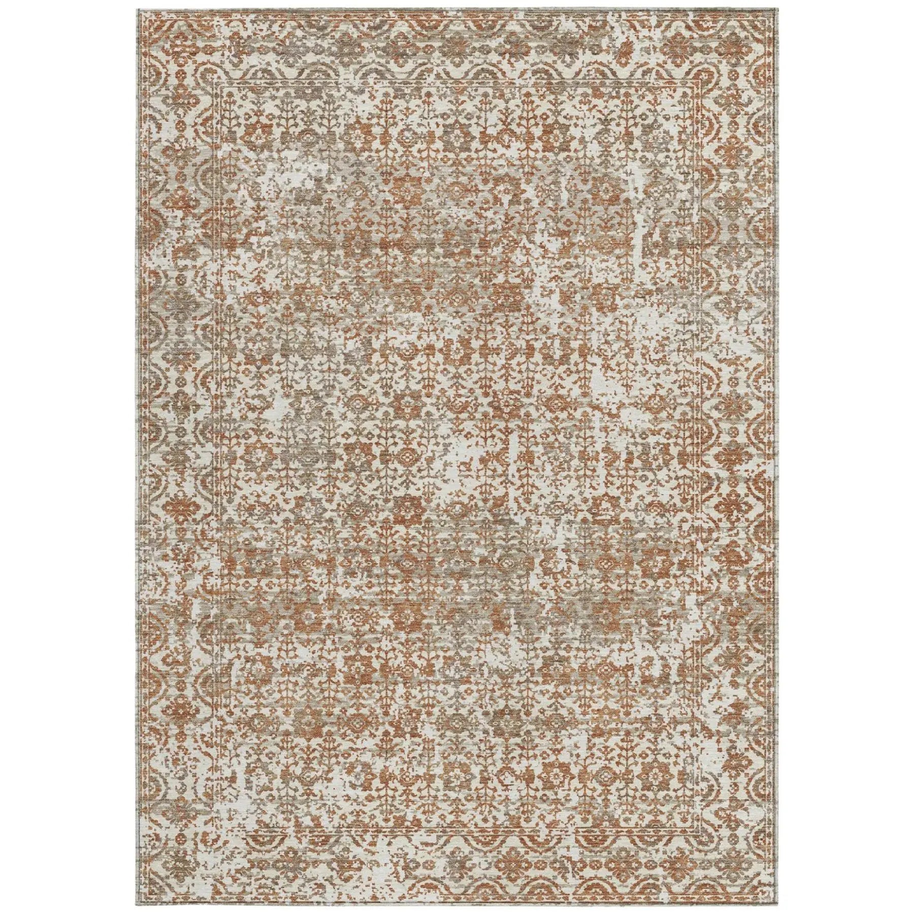 8' X 10' Cream And Ivory Abstract Washable Indoor Outdoor Area Rug Homeroots Outdoor