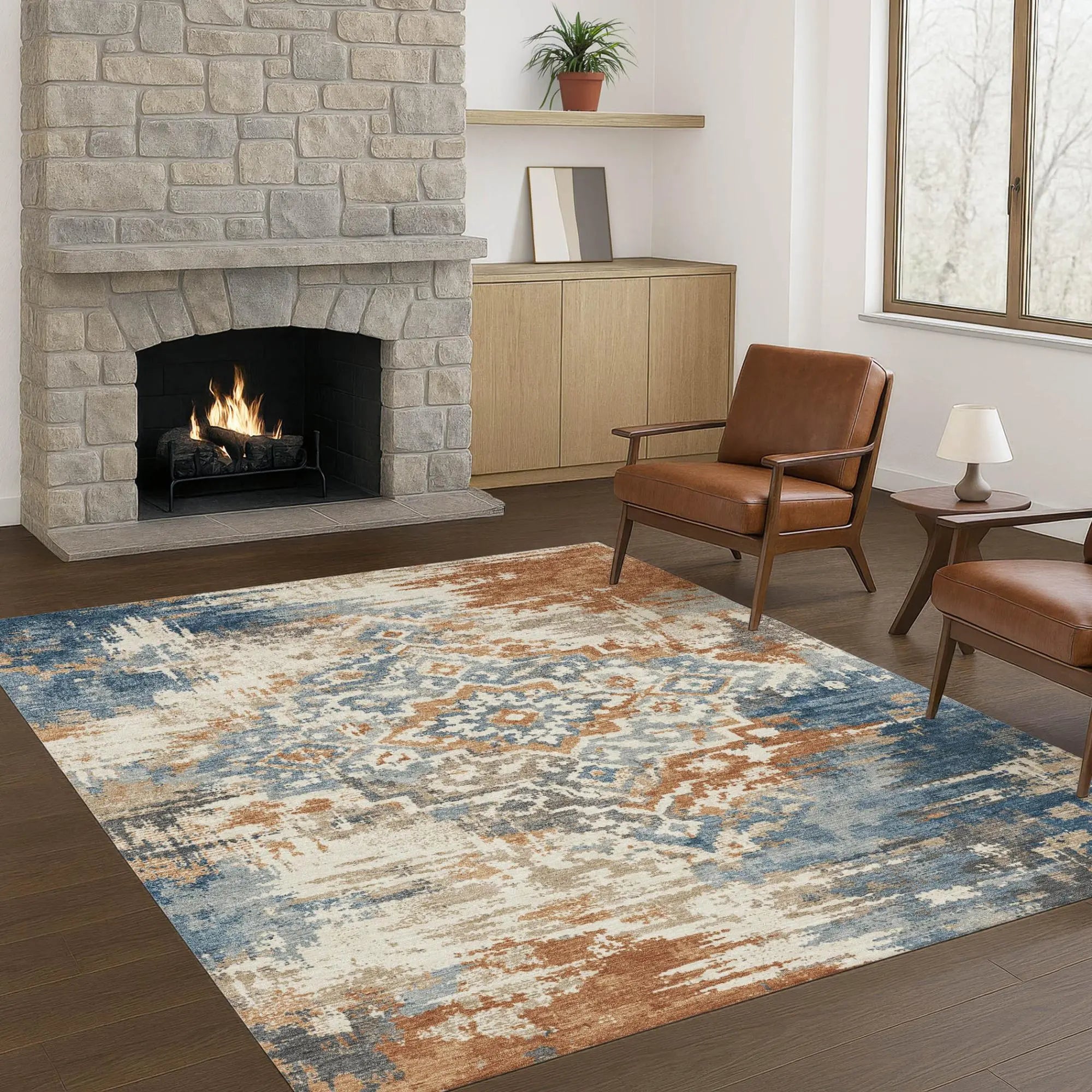 8' X 10' Cream And Ivory Medallion Washable Indoor Outdoor Area Rug Homeroots Outdoor