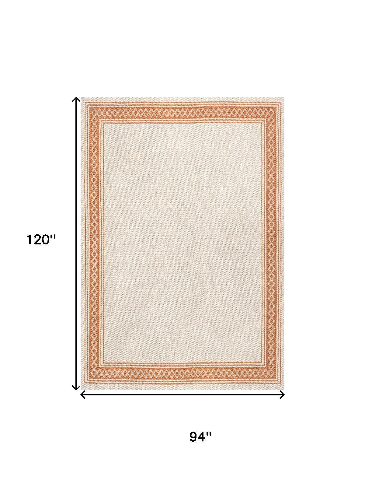 8' X 10' Cream And Orange Indoor Outdoor Area Rug Homeroots Outdoor