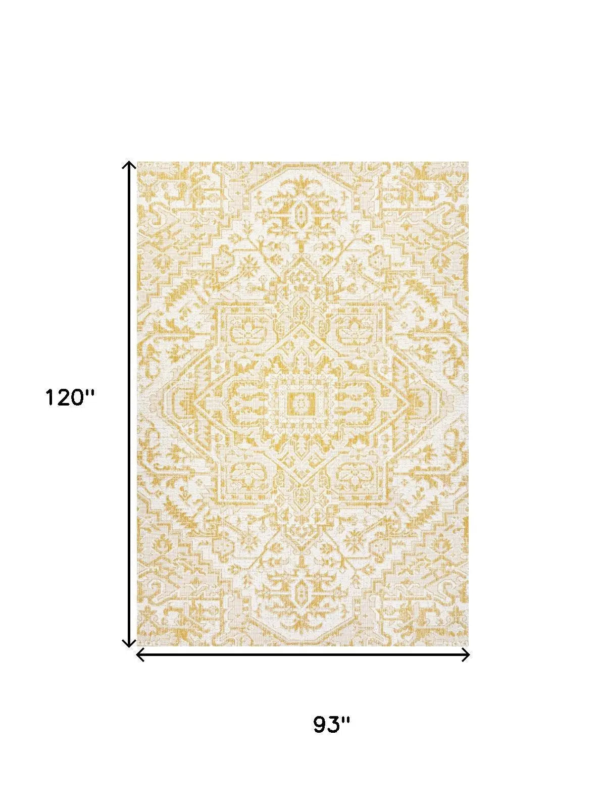 8' X 10' Cream And Yellow Medallion Indoor Outdoor Area Rug Homeroots Outdoor