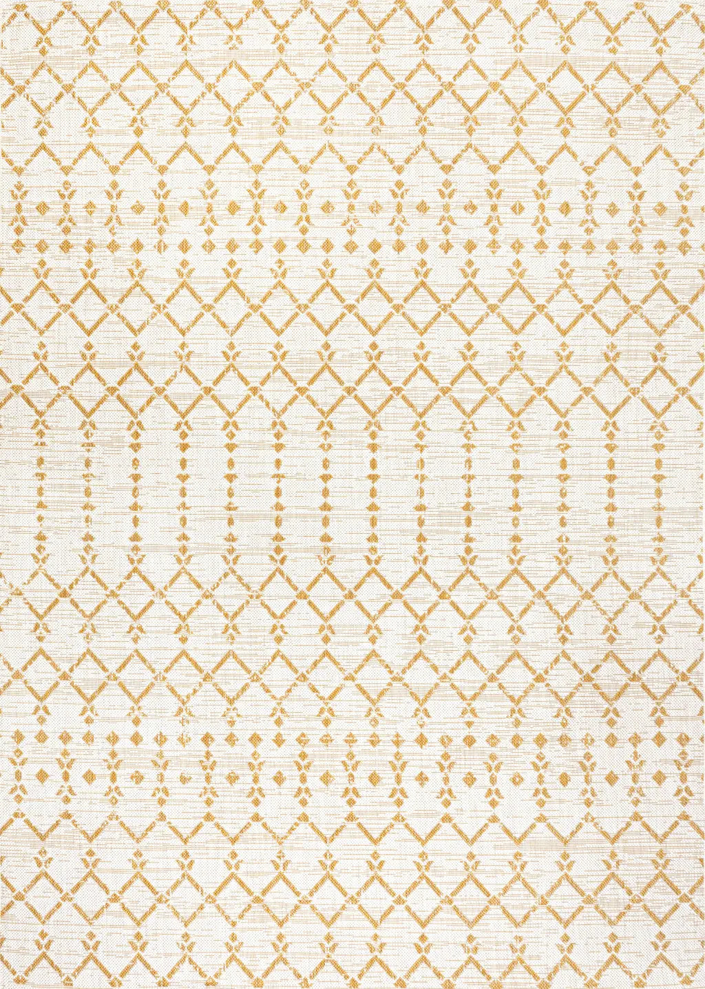 8' X 10' Cream And Yellow Trellis Indoor Outdoor Area Rug Homeroots Outdoor