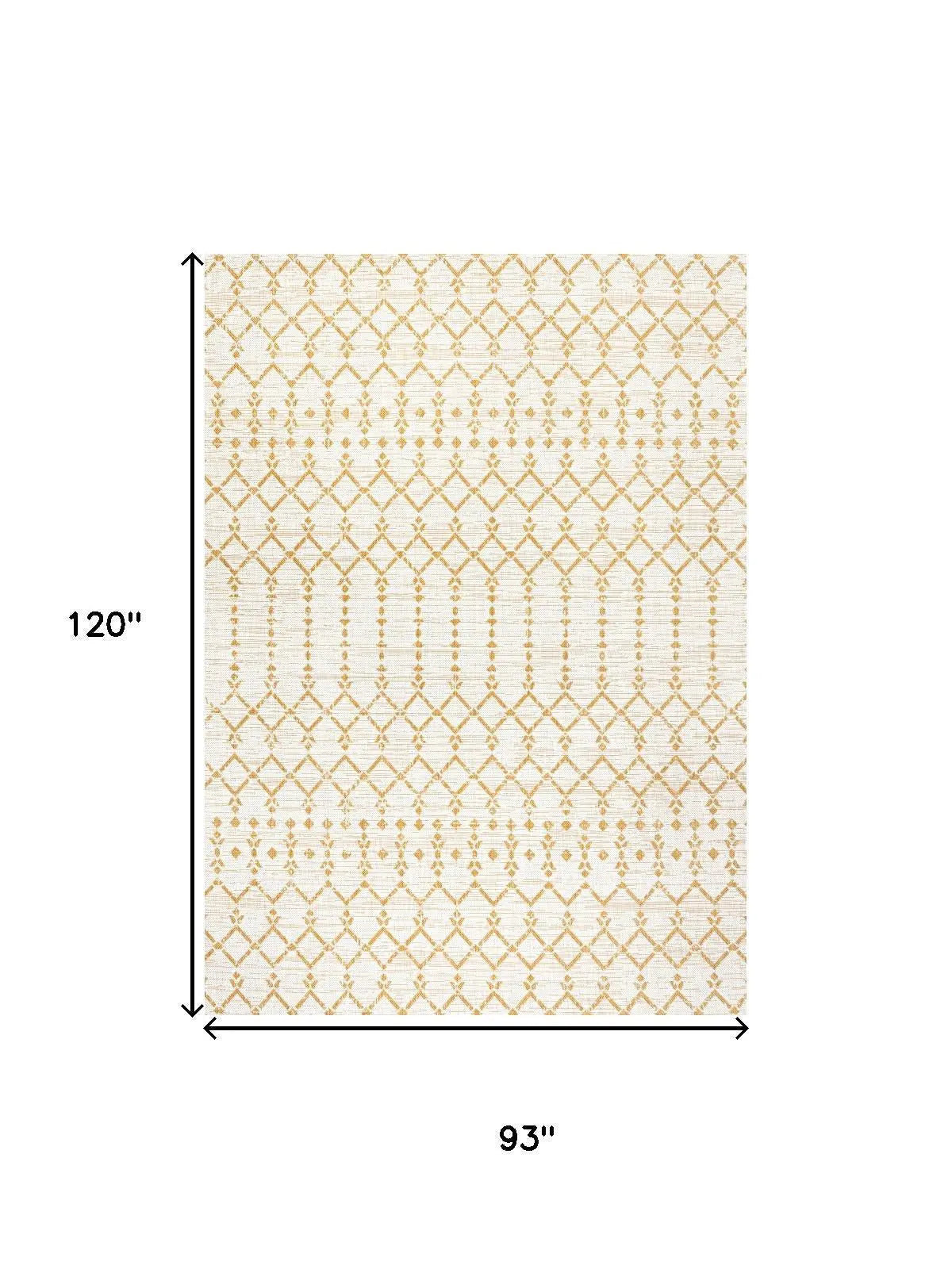 8' X 10' Cream And Yellow Trellis Indoor Outdoor Area Rug Homeroots Outdoor
