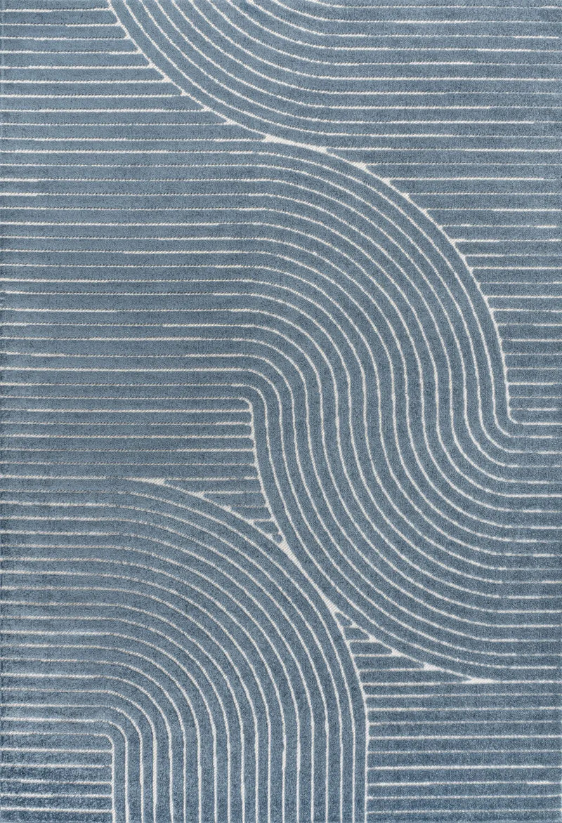 8' X 10' Dark Blue And Cream Striped Indoor Outdoor Area Rug Homeroots Outdoor