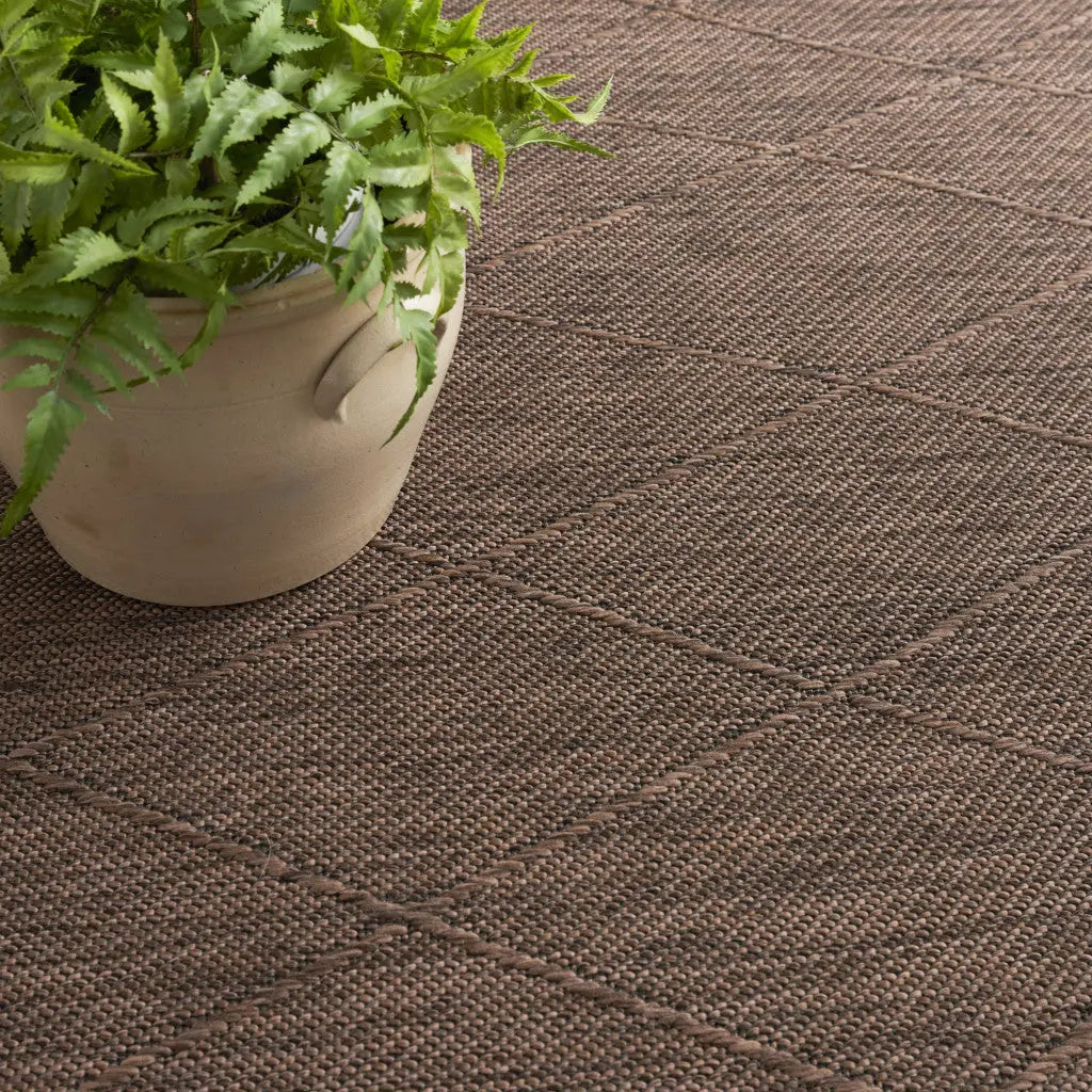 8' X 10' Dark Brown And Brown Geometric Indoor Outdoor Area Rug Homeroots Outdoor