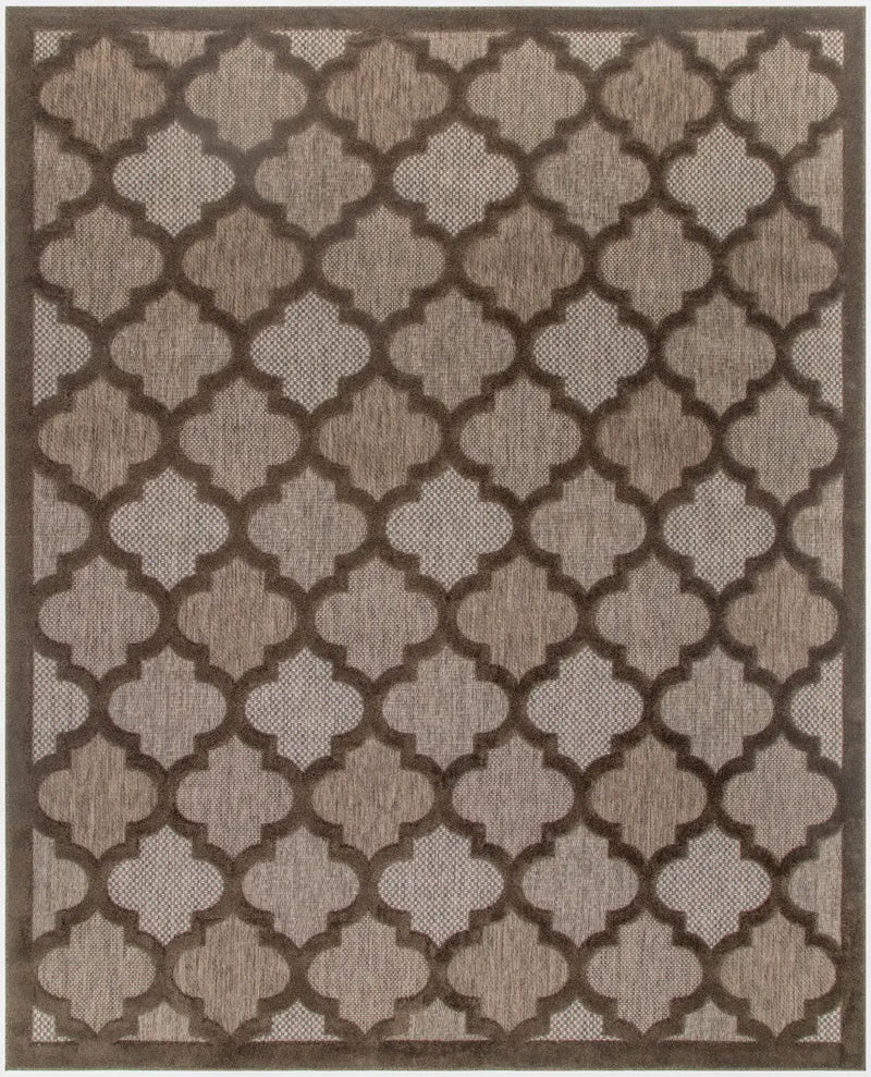 8' X 10' Dark Brown And Light Brown Trellis Indoor Outdoor Area Rug Homeroots Outdoor