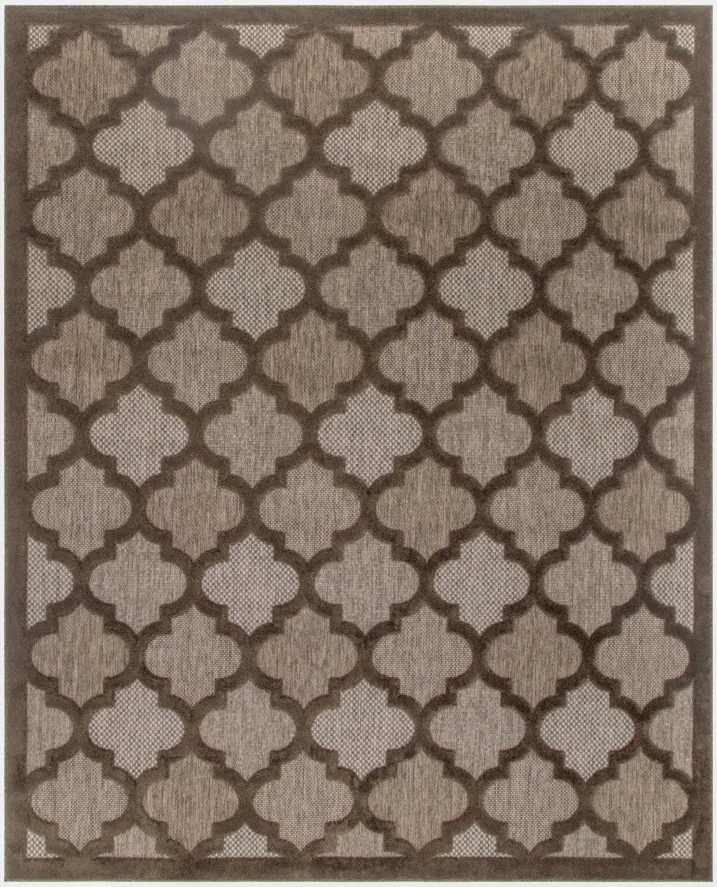 8' X 10' Dark Brown And Light Brown Trellis Indoor Outdoor Area Rug Homeroots Outdoor