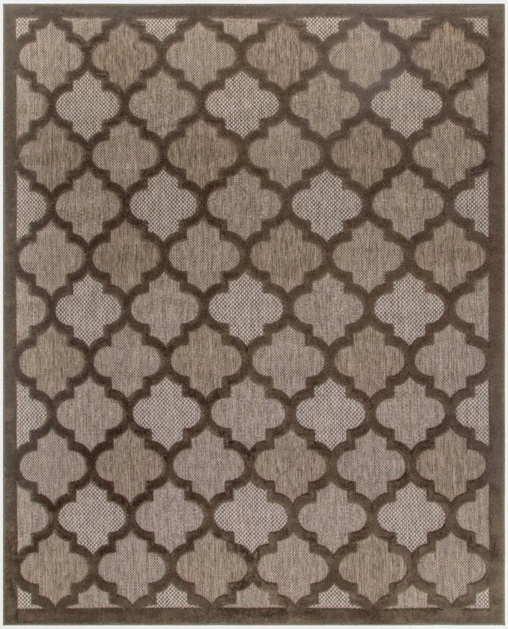 8' X 10' Dark Brown And Light Brown Trellis Indoor Outdoor Area Rug Homeroots Outdoor