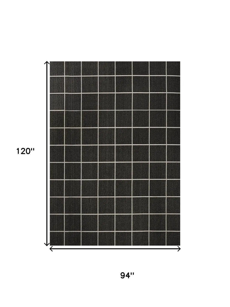 8' X 10' Dark Gray And Cream Plaid Indoor Outdoor Area Rug Homeroots Outdoor