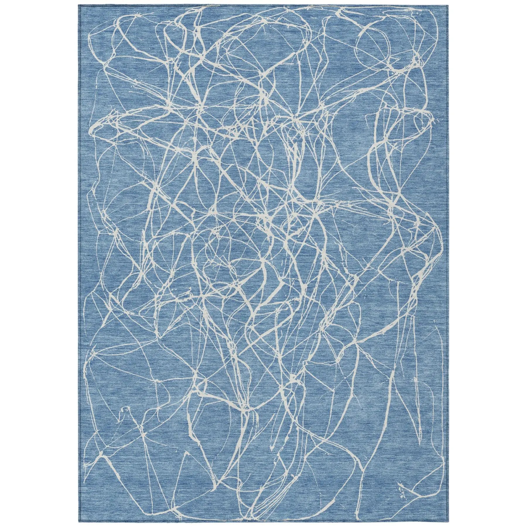 8' X 10' Denim Blue And Blue Abstract Washable Indoor Outdoor Area Rug Homeroots Outdoor