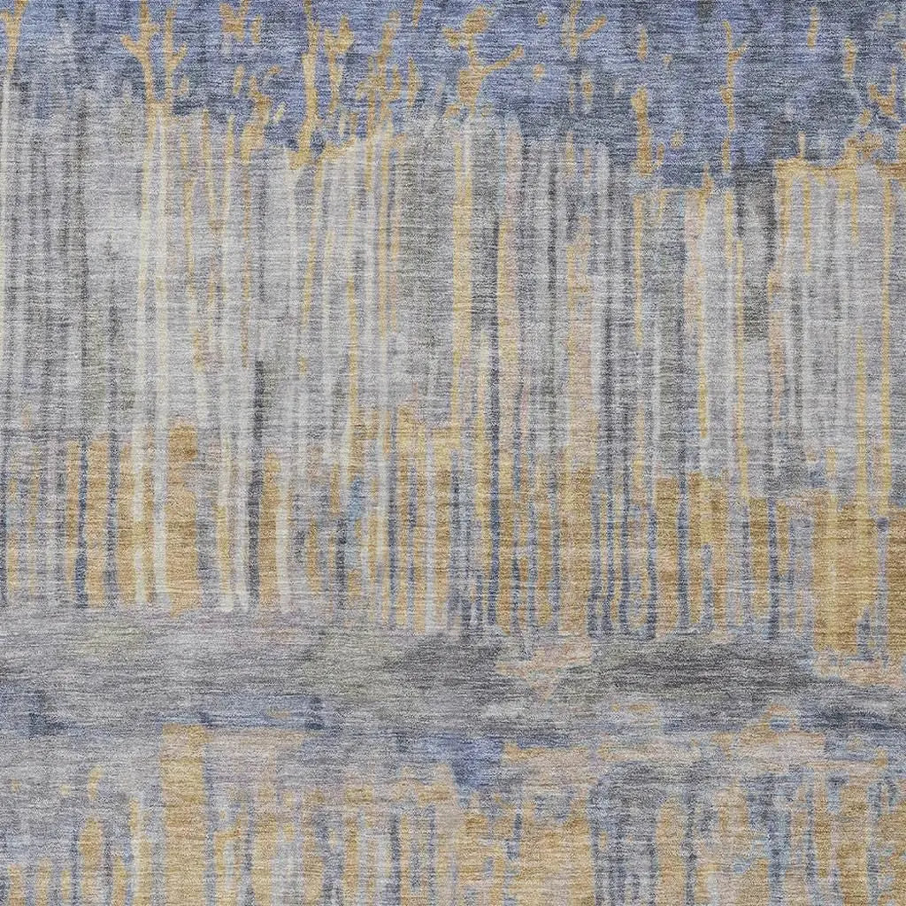 8' X 10' Denim Blue And Blue Abstract Washable Indoor Outdoor Area Rug Homeroots Outdoor