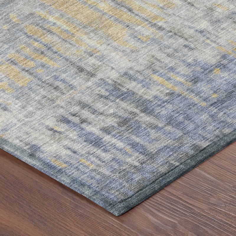 8' X 10' Denim Blue And Blue Abstract Washable Indoor Outdoor Area Rug Homeroots Outdoor