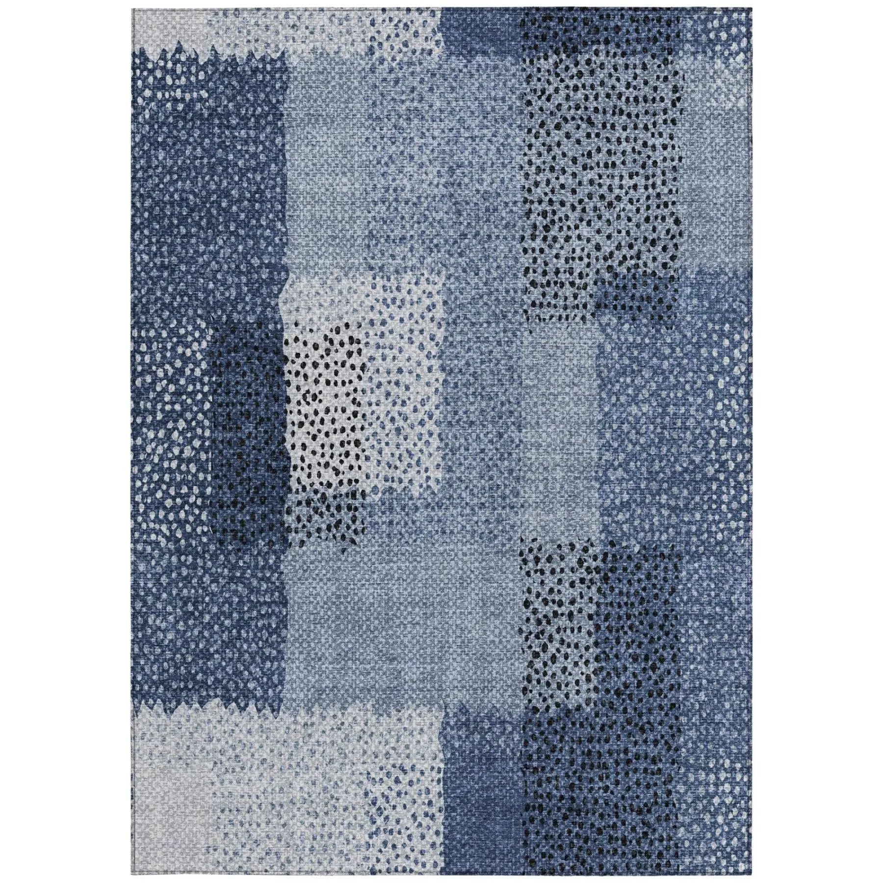 8' X 10' Denim Blue And Blue Abstract Washable Indoor Outdoor Area Rug Homeroots Outdoor
