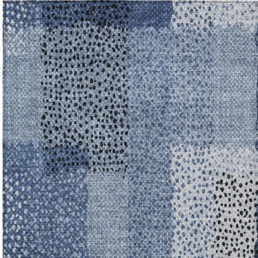 8' X 10' Denim Blue And Blue Abstract Washable Indoor Outdoor Area Rug Homeroots Outdoor