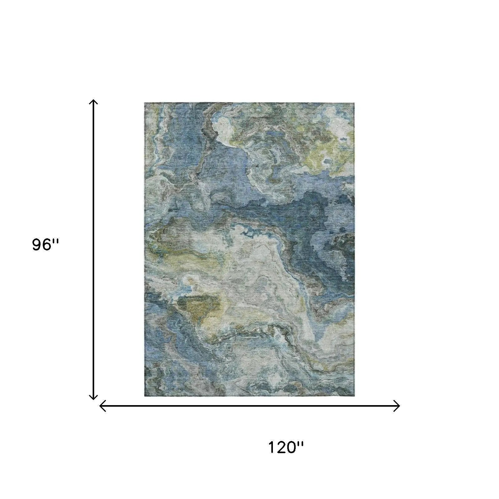 8' X 10' Denim Blue And Blue Abstract Washable Indoor Outdoor Area Rug Homeroots Outdoor
