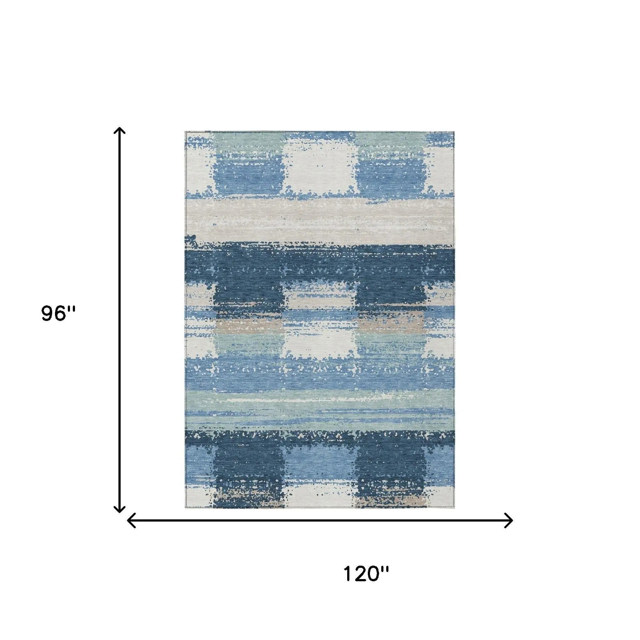 8' X 10' Denim Blue And Blue Geometric Washable Indoor Outdoor Area Rug Homeroots Outdoor