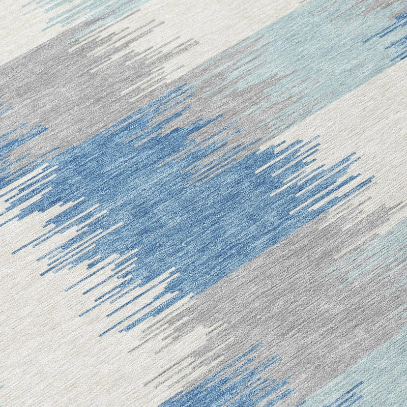 8' X 10' Denim Blue And Blue Geometric Washable Indoor Outdoor Area Rug Homeroots Outdoor