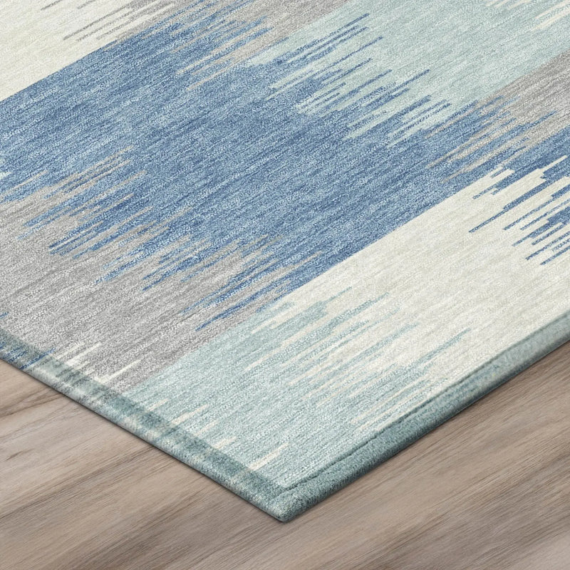 8' X 10' Denim Blue And Blue Geometric Washable Indoor Outdoor Area Rug Homeroots Outdoor