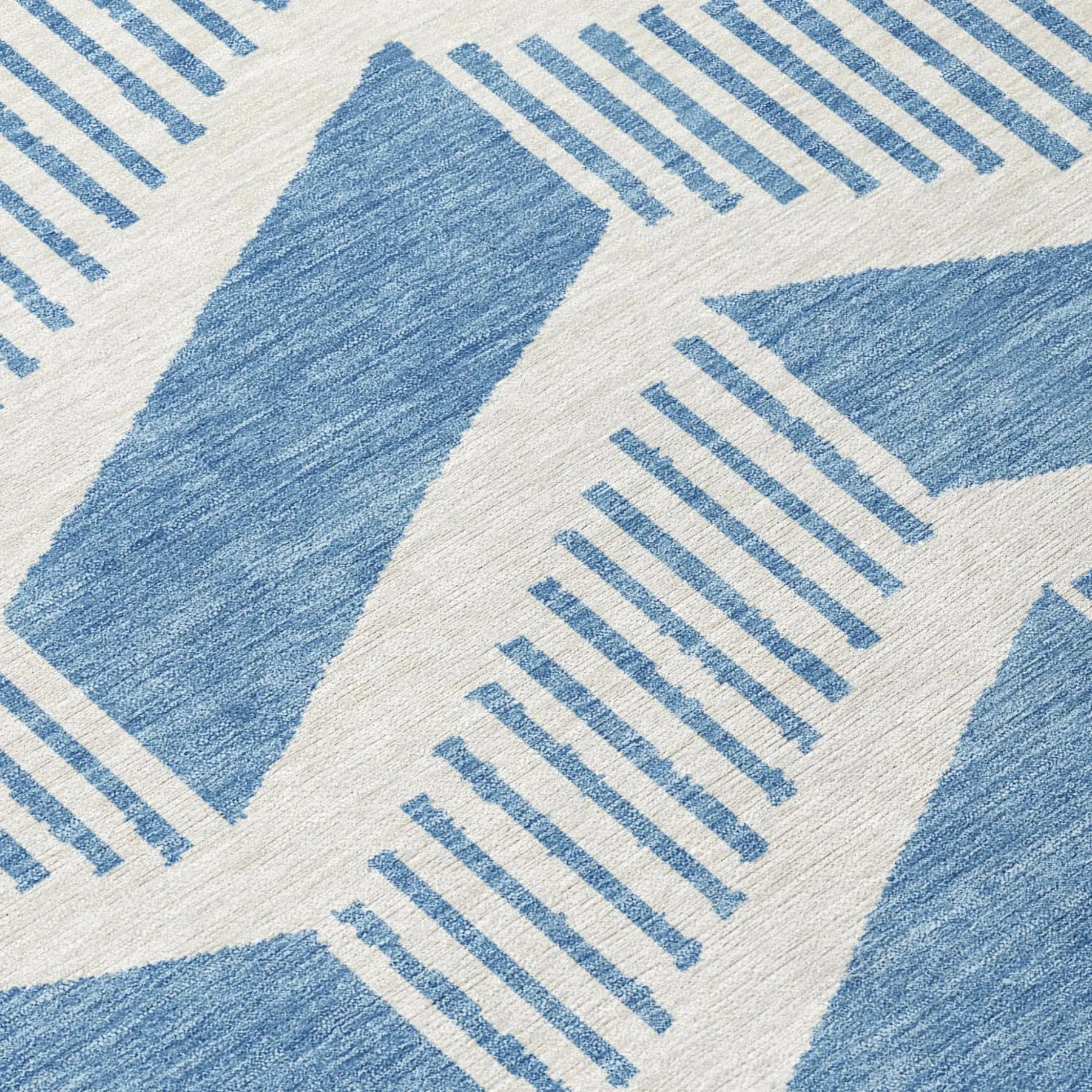 8' X 10' Denim Blue And Blue Geometric Washable Indoor Outdoor Area Rug Homeroots Outdoor
