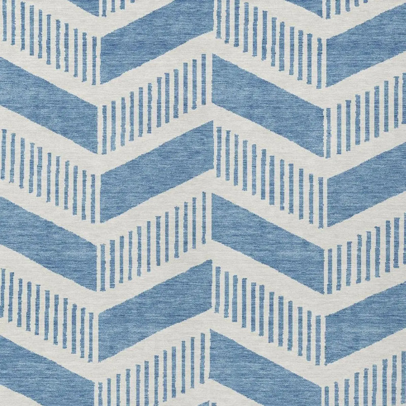 8' X 10' Denim Blue And Blue Geometric Washable Indoor Outdoor Area Rug Homeroots Outdoor