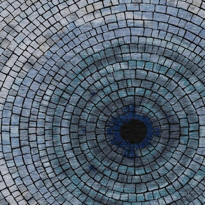 8' X 10' Denim Blue And Blue Geometric Washable Indoor Outdoor Area Rug Homeroots Outdoor