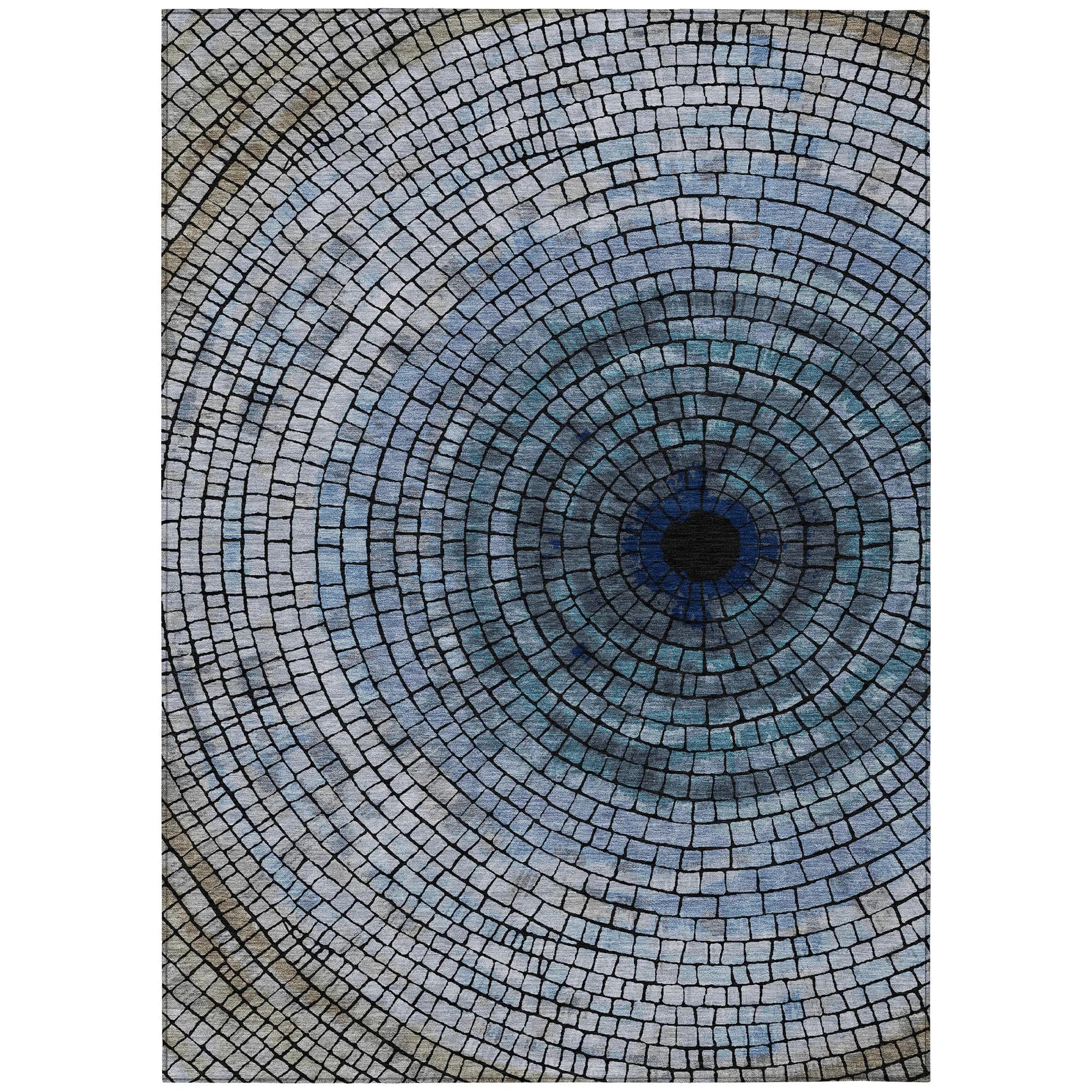 8' X 10' Denim Blue And Blue Geometric Washable Indoor Outdoor Area Rug Homeroots Outdoor
