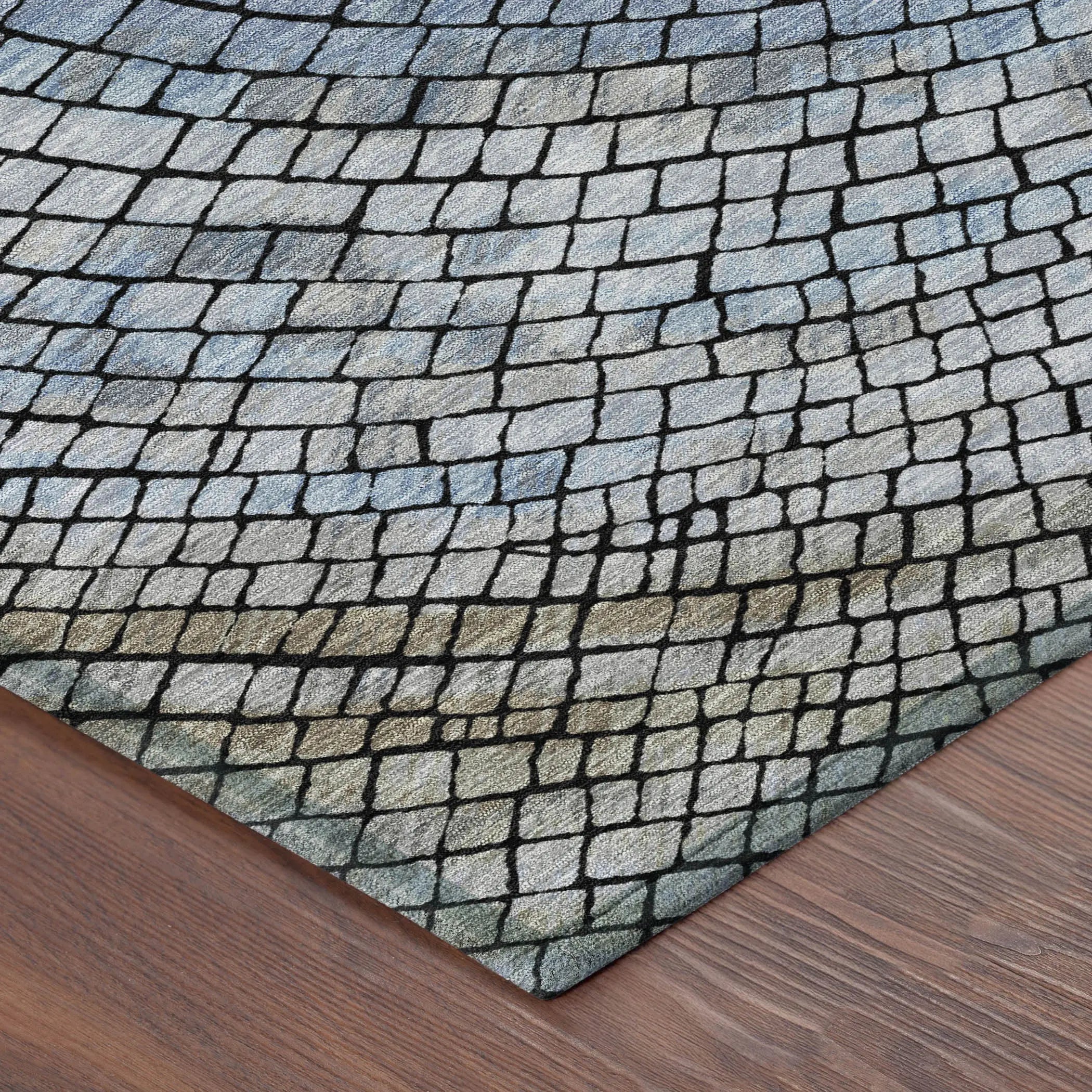 8' X 10' Denim Blue And Blue Geometric Washable Indoor Outdoor Area Rug Homeroots Outdoor