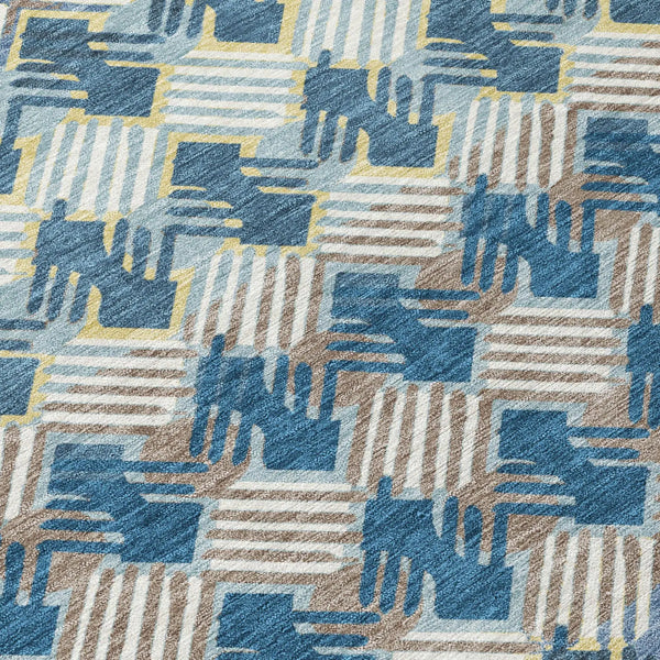 8' X 10' Denim Blue And Blue Striped Washable Indoor Outdoor Area Rug Homeroots Outdoor