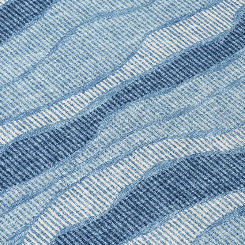 8' X 10' Denim Blue And Blue Striped Washable Indoor Outdoor Area Rug Homeroots Outdoor