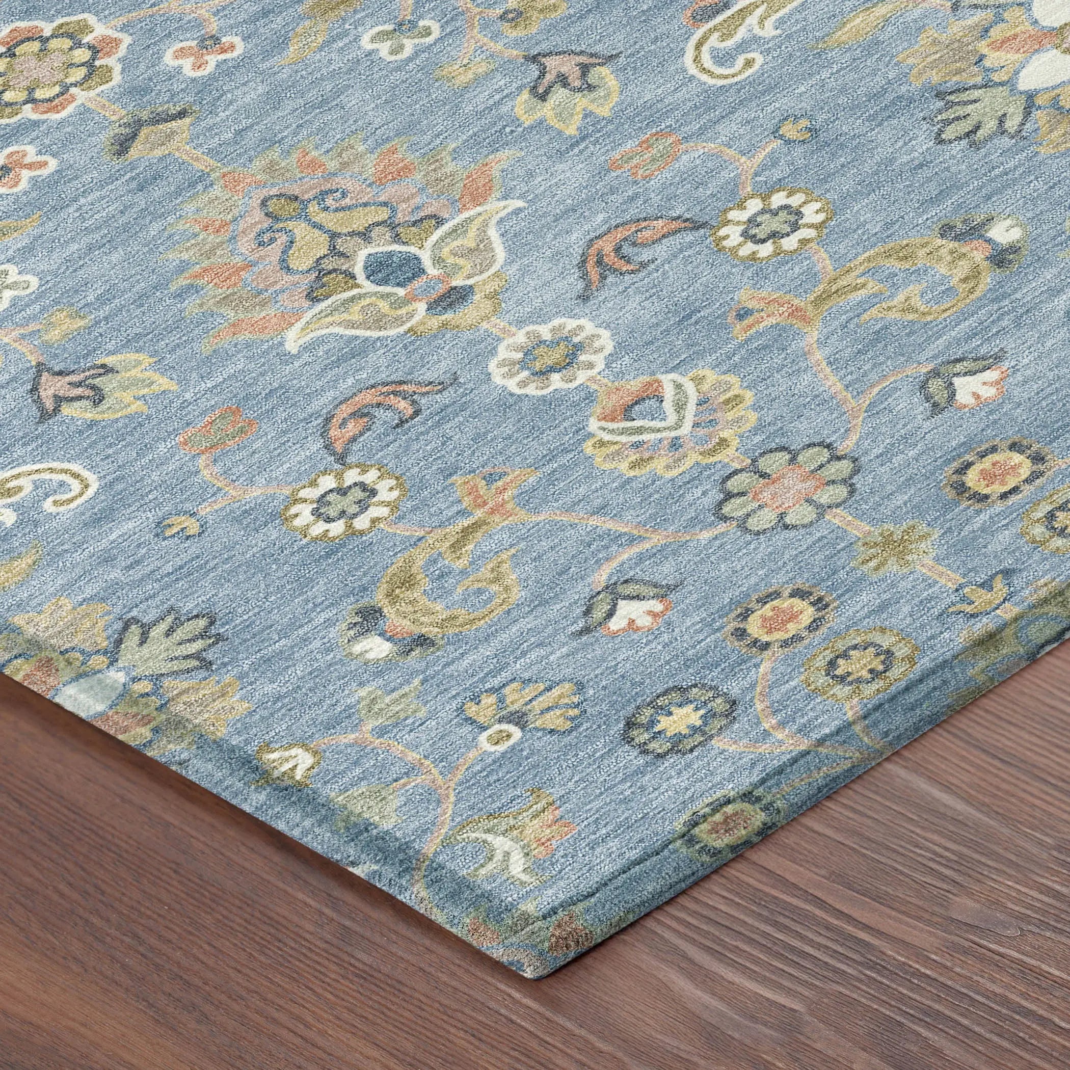 8' X 10' Denim Blue And Copper Abstract Washable Indoor Outdoor Area Rug Homeroots Outdoor