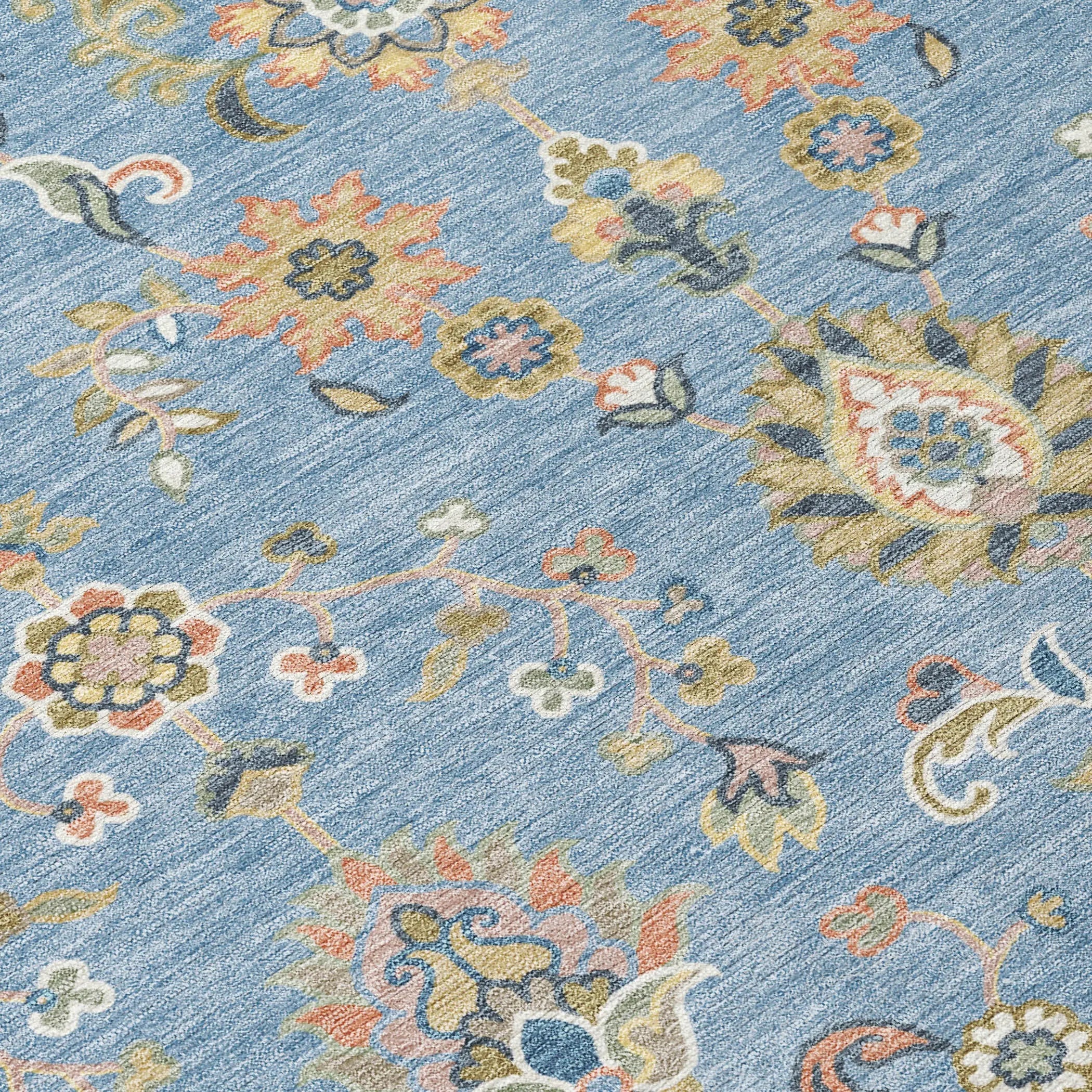 8' X 10' Denim Blue And Copper Abstract Washable Indoor Outdoor Area Rug Homeroots Outdoor