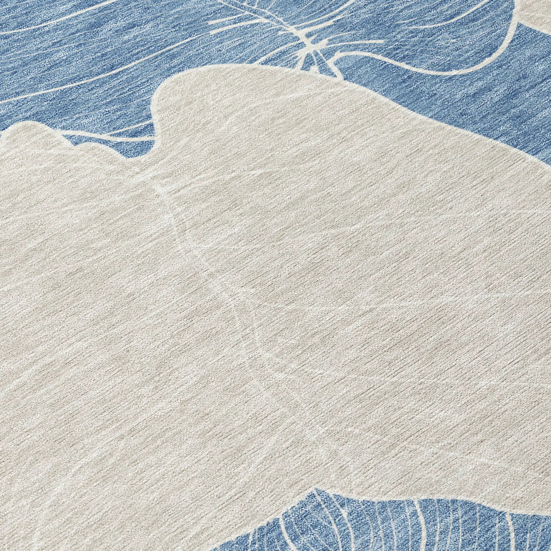 8' X 10' Denim Blue And Ivory Floral Washable Indoor Outdoor Area Rug Homeroots Outdoor