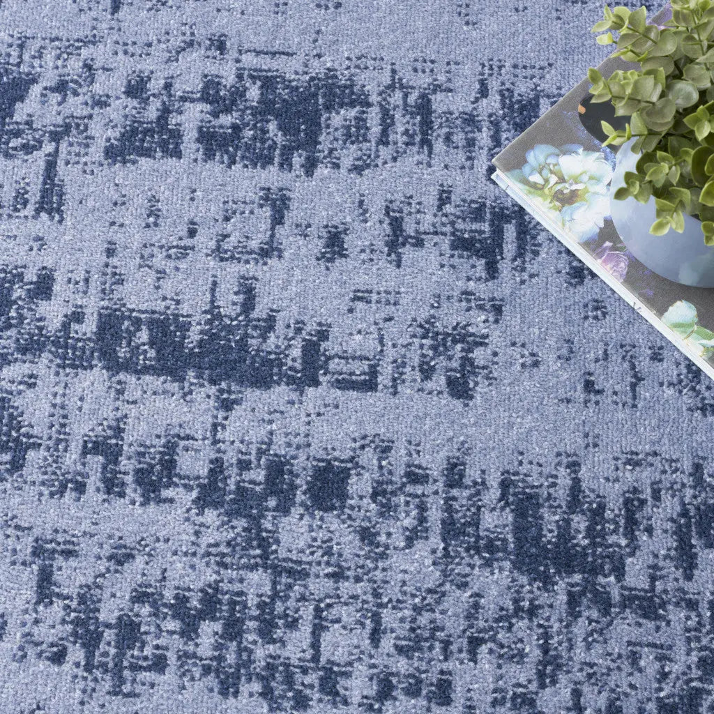 8' X 10' Denim Blue And Navy Blue Abstract Indoor Outdoor Area Rug Homeroots Outdoor