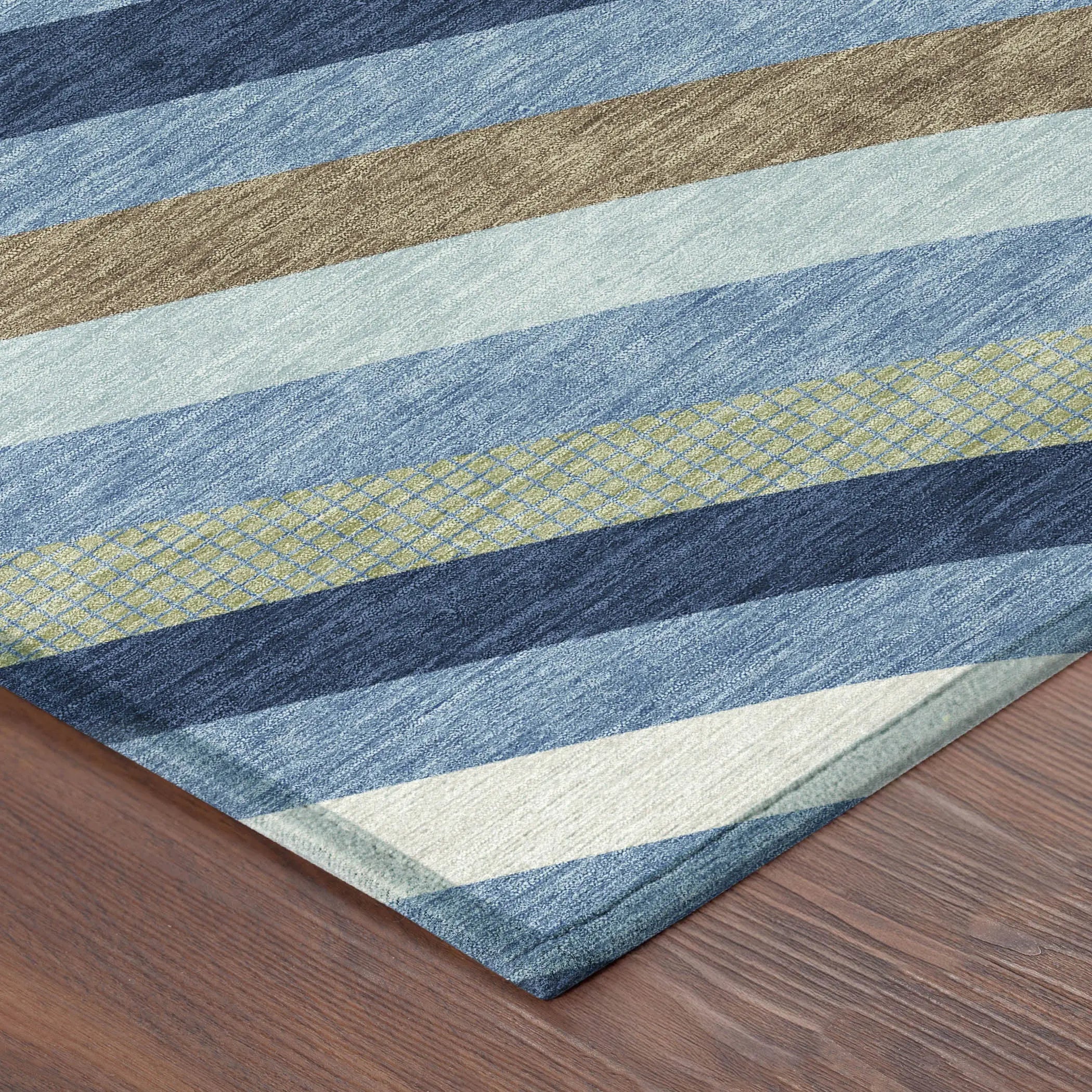 8' X 10' Denim Blue And Navy Blue Abstract Washable Indoor Outdoor Area Rug Homeroots Outdoor