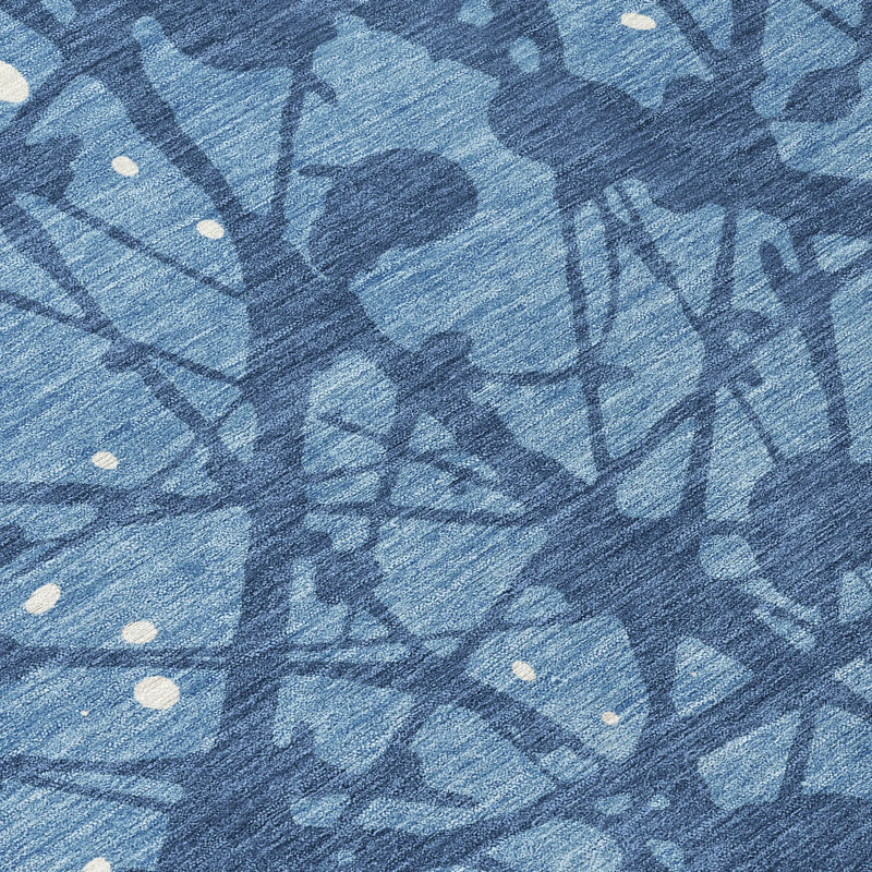 8' X 10' Denim Blue And Navy Blue Abstract Washable Indoor Outdoor Area Rug Homeroots Outdoor