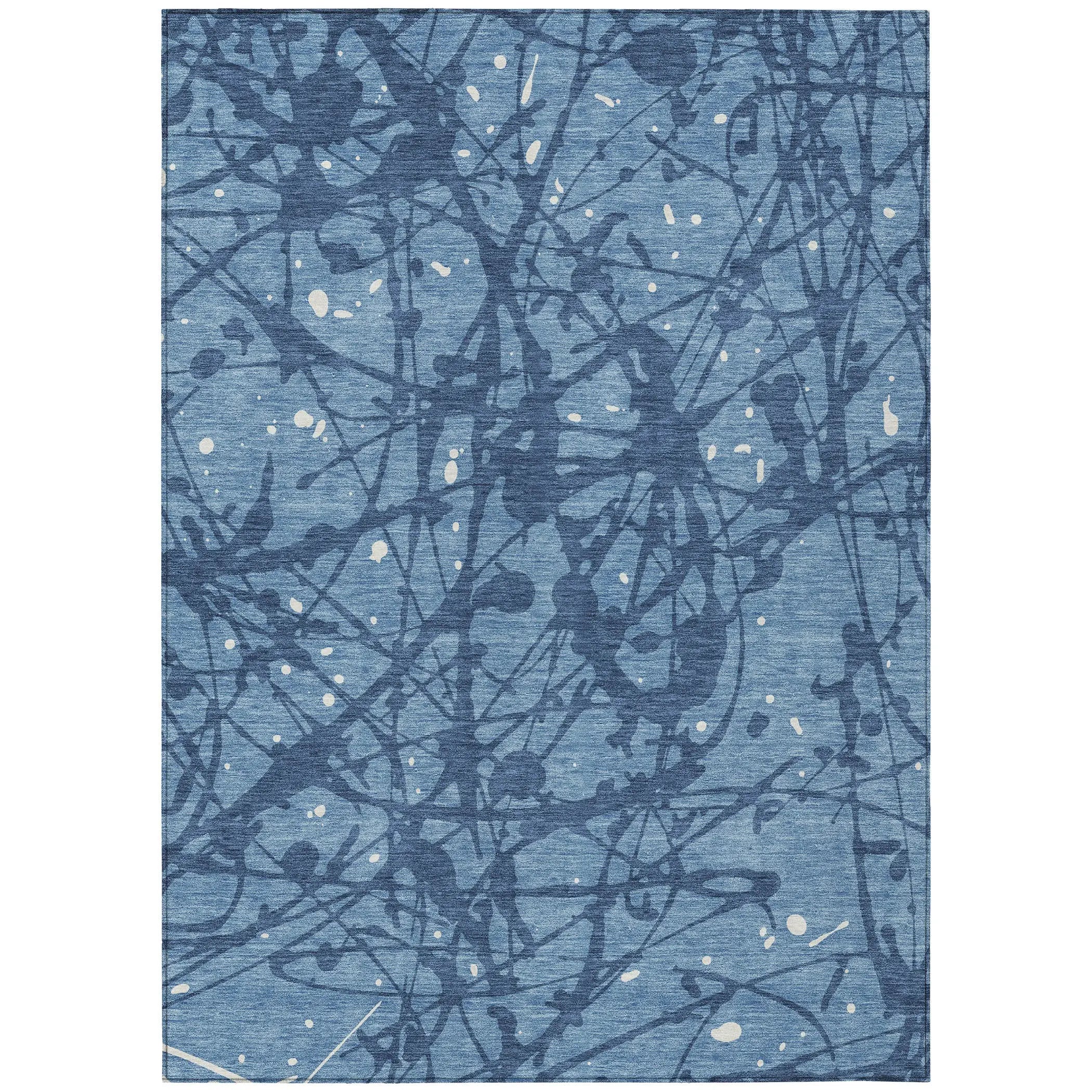 8' X 10' Denim Blue And Navy Blue Abstract Washable Indoor Outdoor Area Rug Homeroots Outdoor