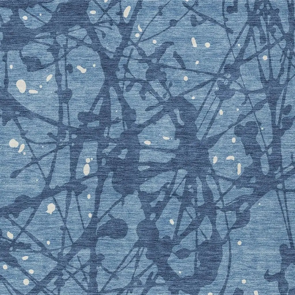 8' X 10' Denim Blue And Navy Blue Abstract Washable Indoor Outdoor Area Rug Homeroots Outdoor
