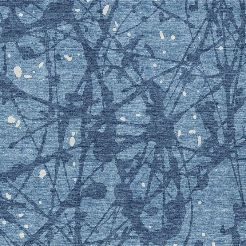 8' X 10' Denim Blue And Navy Blue Abstract Washable Indoor Outdoor Area Rug Homeroots Outdoor