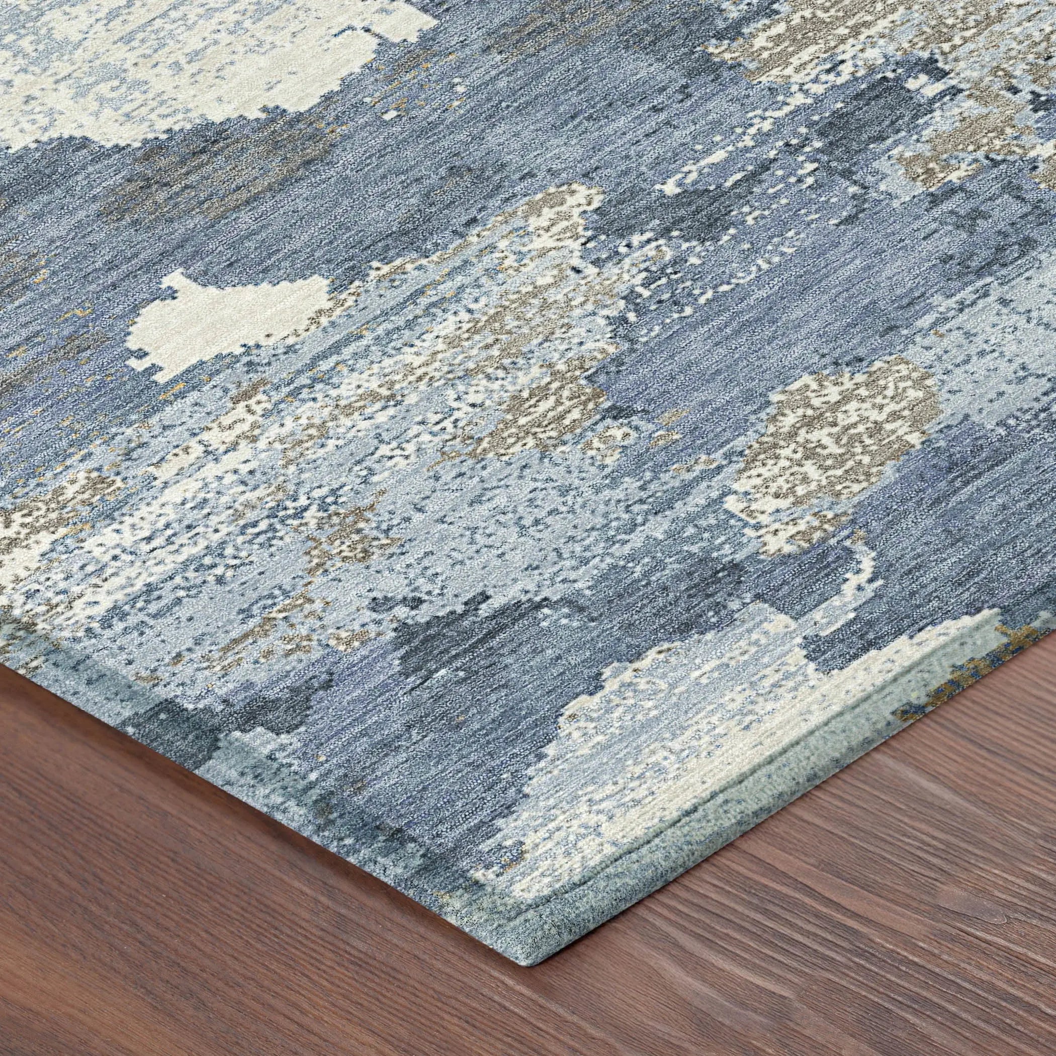 8' X 10' Denim Blue And Sky Blue Abstract Washable Indoor Outdoor Area Rug Homeroots Outdoor
