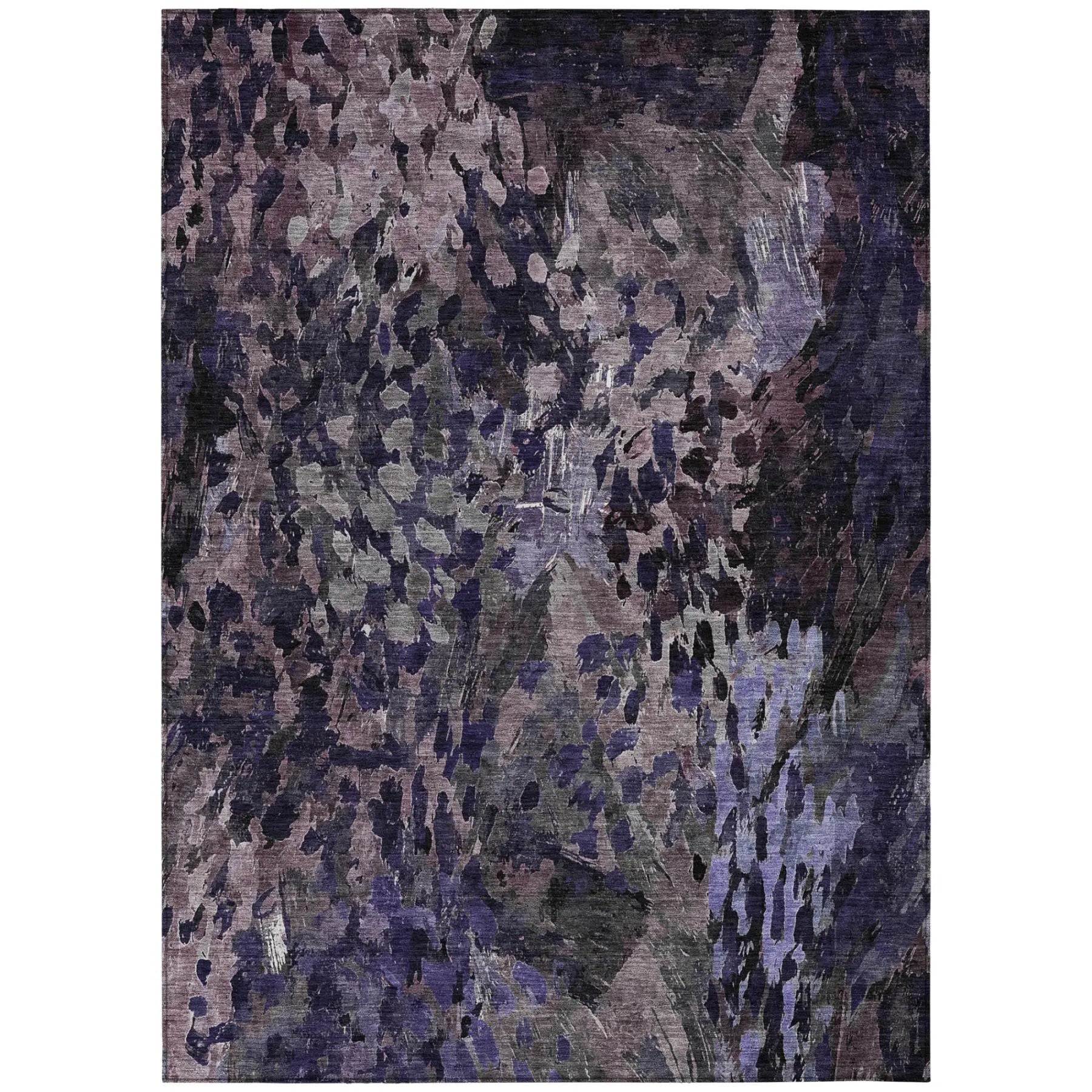 8' X 10' Eggplant And Purple Abstract Washable Indoor Outdoor Area Rug Homeroots Outdoor