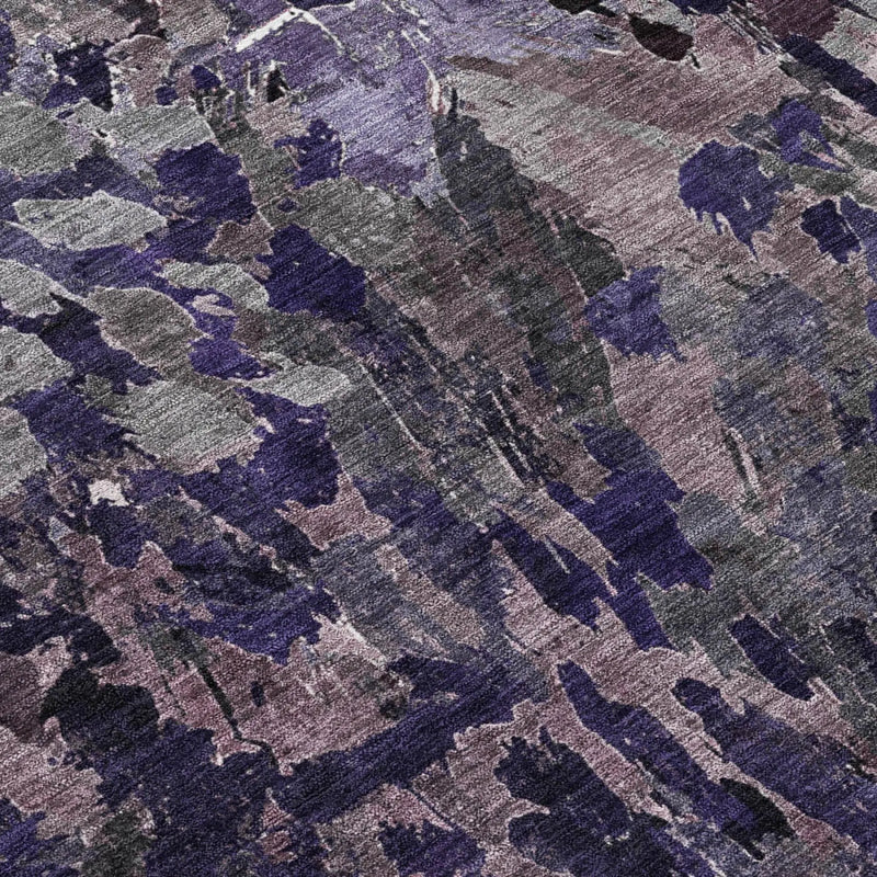 8' X 10' Eggplant And Purple Abstract Washable Indoor Outdoor Area Rug Homeroots Outdoor
