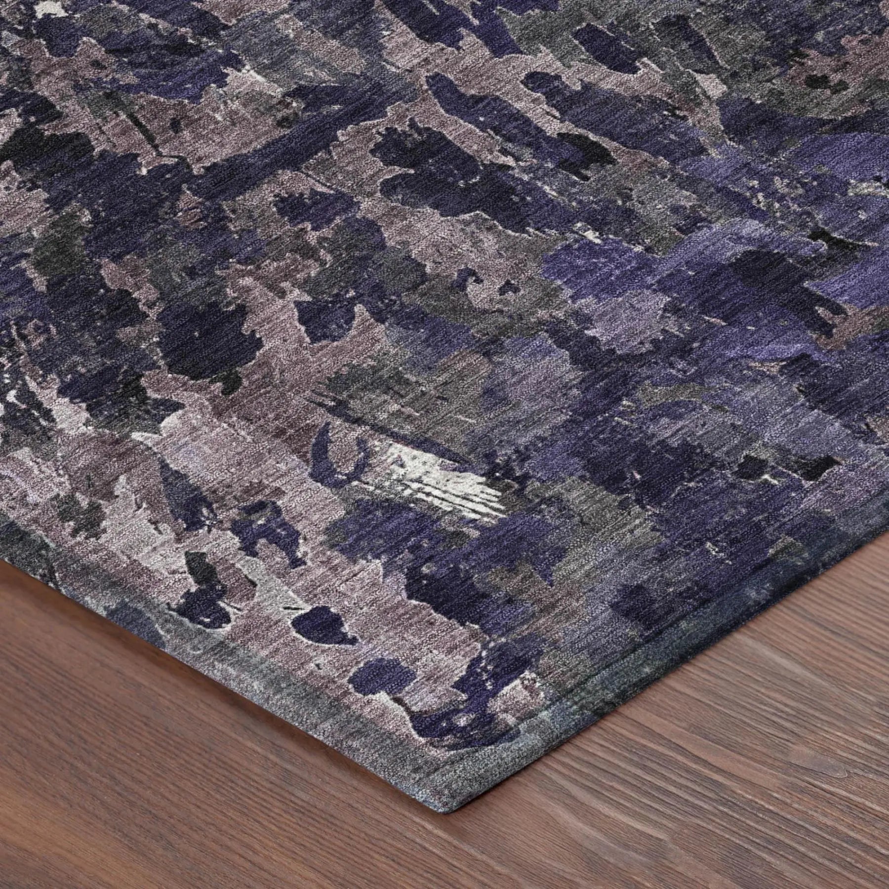8' X 10' Eggplant And Purple Abstract Washable Indoor Outdoor Area Rug Homeroots Outdoor