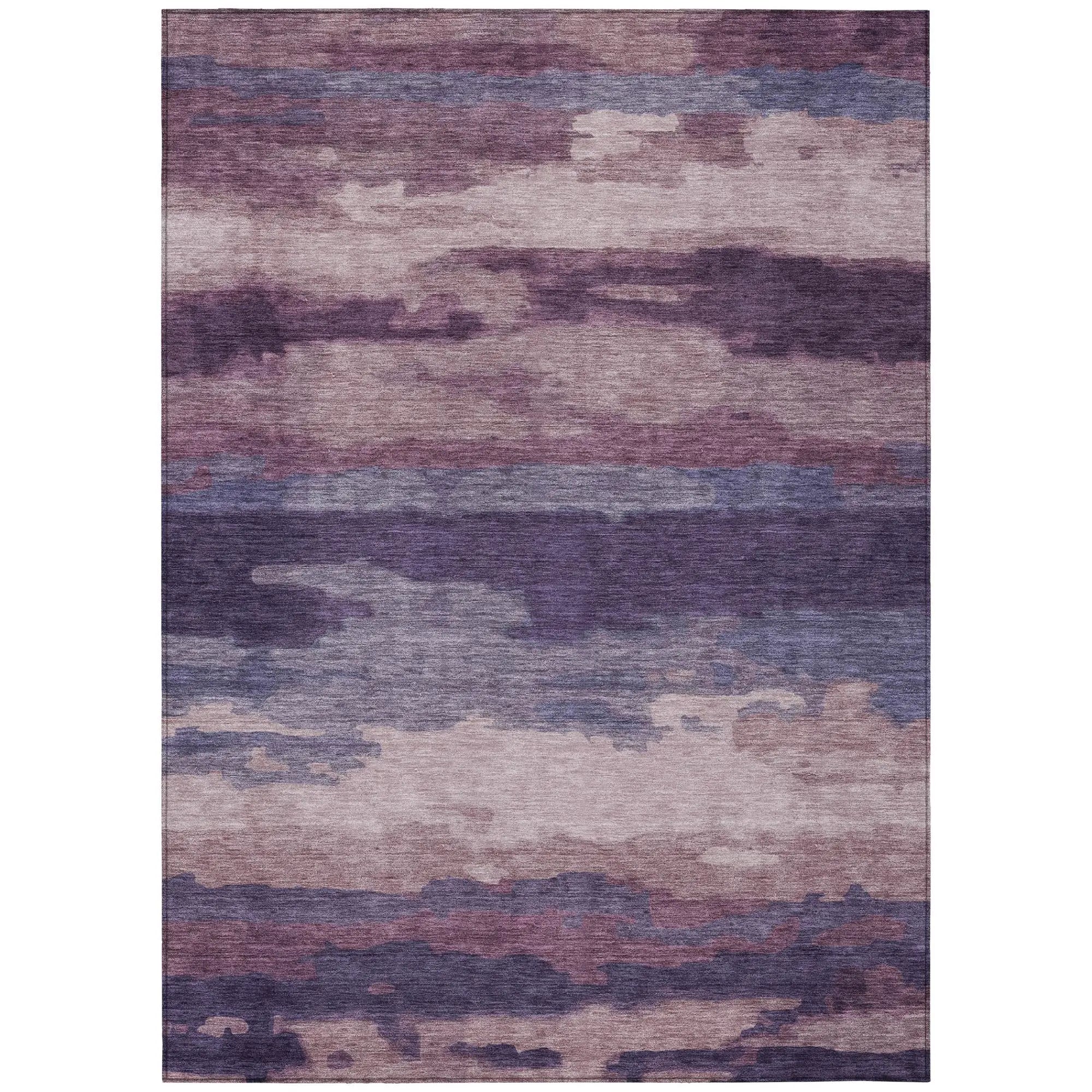 8' X 10' Eggplant And Purple Abstract Washable Indoor Outdoor Area Rug Homeroots Outdoor