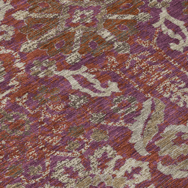 8' X 10' Eggplant And Purple Damask Washable Indoor Outdoor Area Rug Homeroots Outdoor