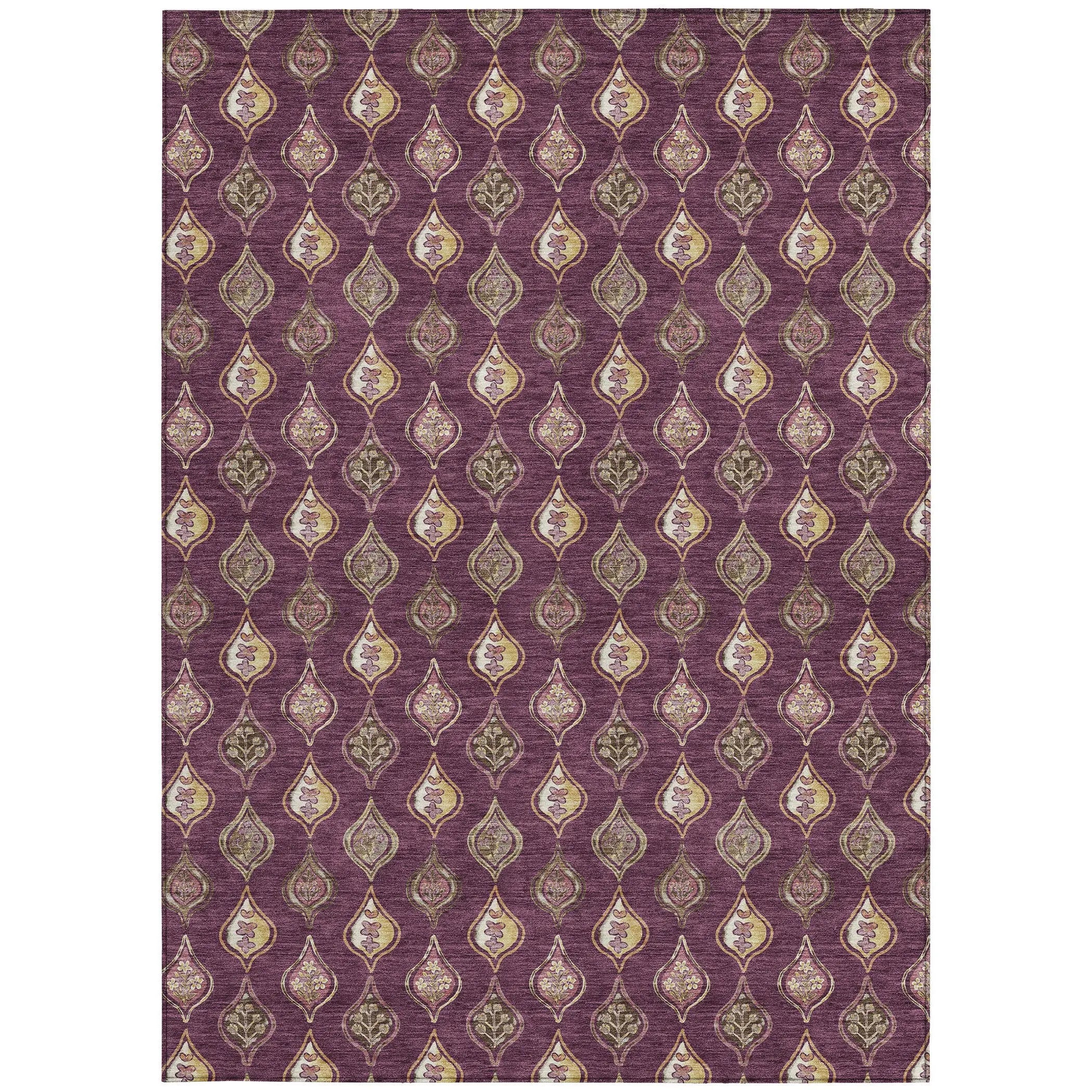 8' X 10' Eggplant And Purple Floral Washable Indoor Outdoor Area Rug Homeroots Outdoor