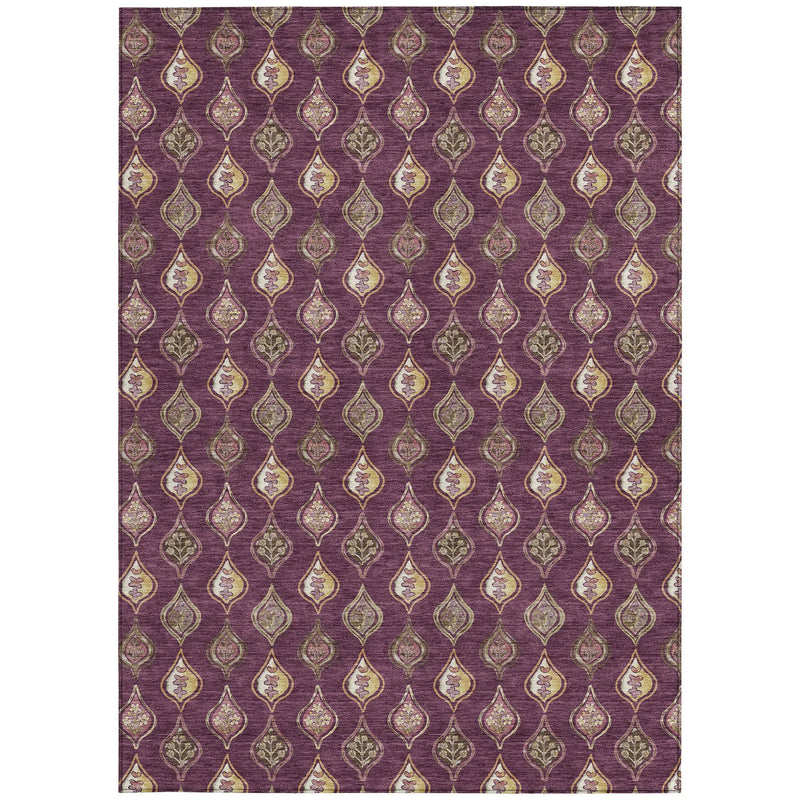 8' X 10' Eggplant And Purple Floral Washable Indoor Outdoor Area Rug Homeroots Outdoor