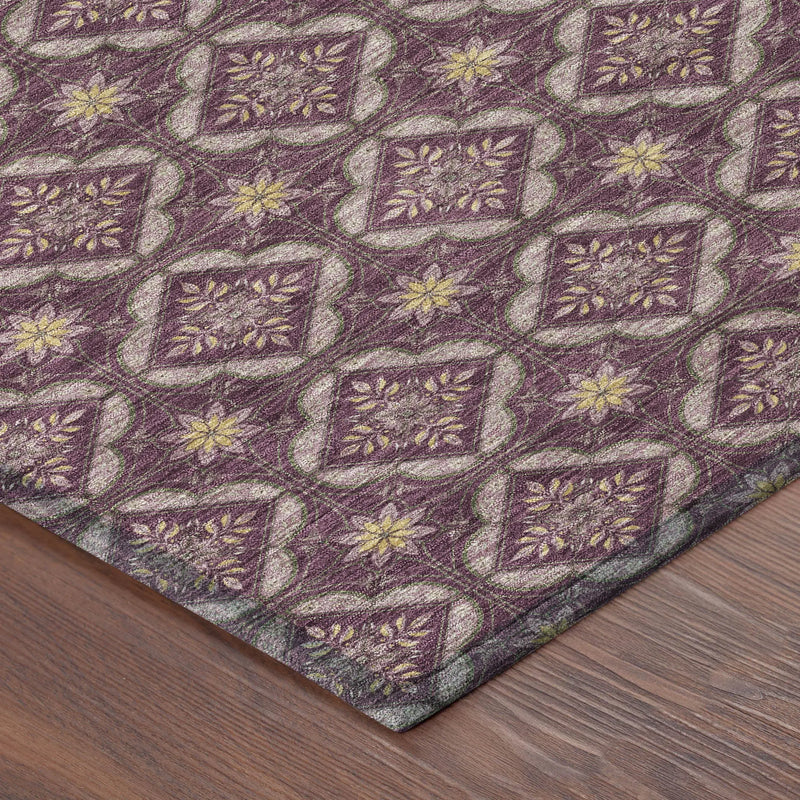 8' X 10' Eggplant And Purple Geometric Washable Indoor Outdoor Area Rug Homeroots Outdoor