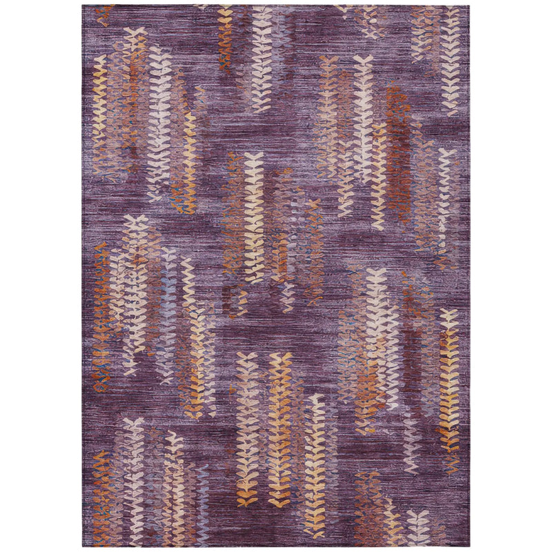8' X 10' Eggplant And Purple Striped Washable Indoor Outdoor Area Rug Homeroots Outdoor