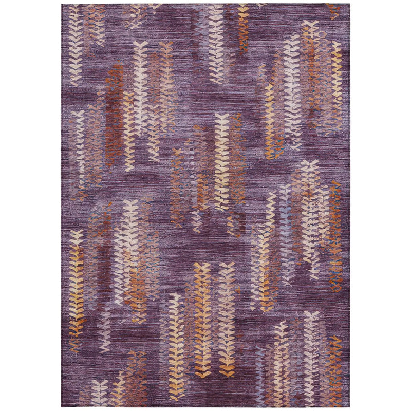 8' X 10' Eggplant And Purple Striped Washable Indoor Outdoor Area Rug Homeroots Outdoor