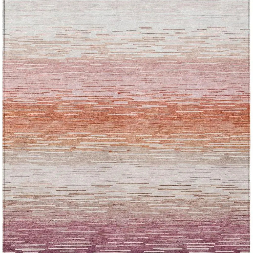 8' X 10' Eggplant And Purple Striped Washable Indoor Outdoor Area Rug Homeroots Outdoor
