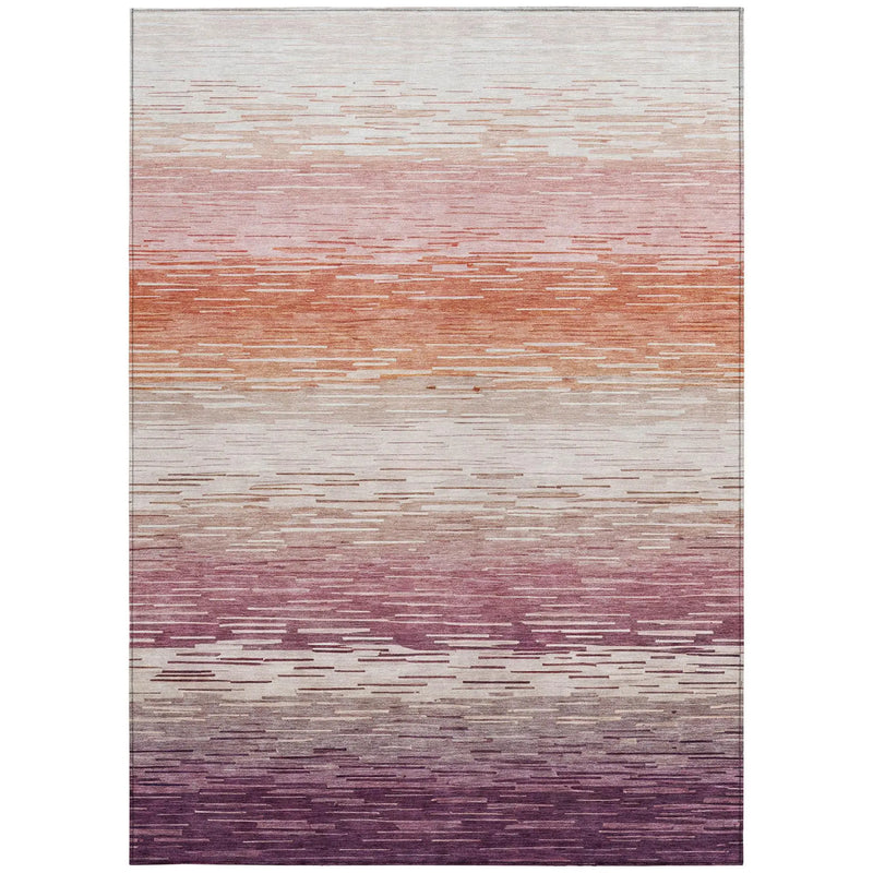 8' X 10' Eggplant And Purple Striped Washable Indoor Outdoor Area Rug Homeroots Outdoor